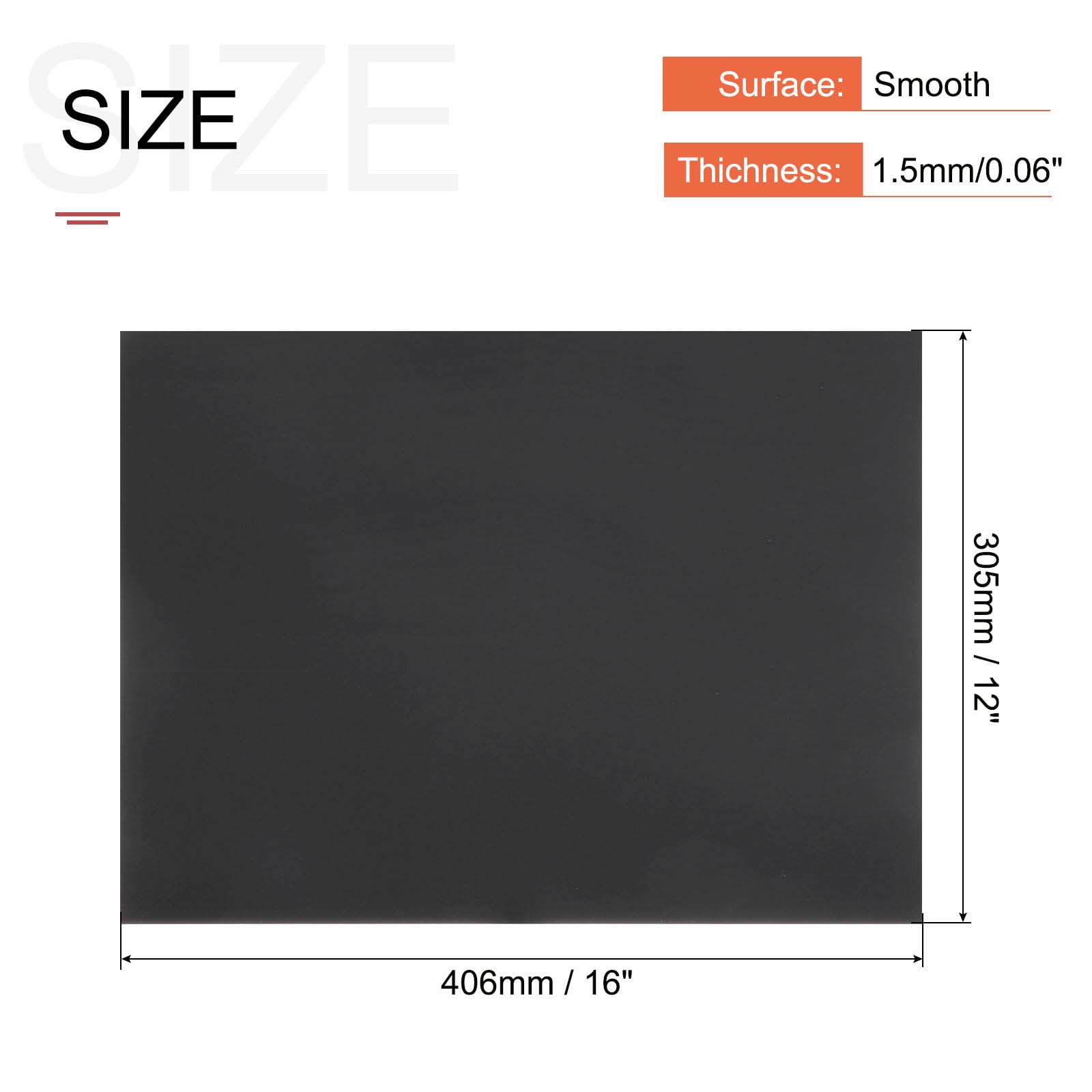 QUARKZMAN Foglio in Plastica ABS Nera 16x12x0.06 Pollici per Modello di Edificio, Artigianato Fai-Da-Te, Pannello, 6pz