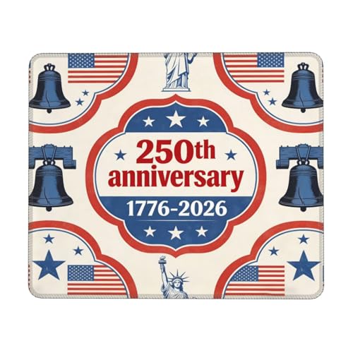 250th Anniversary Mouse Pads 250th Anniversary 1776-2026 Mouse Mat Cute Patterns Rubber Mousepad for Computers Laptop Mouse 7.9 X 9.5 in