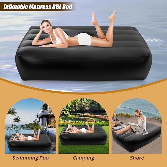 BBL Mattress Bed with Hole, Post Surgery Recovery Bed with Hole, 72x40x17inch PVC Inflatable Bed BBL Pillow After Surgery Air Mattress with Electric Air Pump Valve Interface, Black