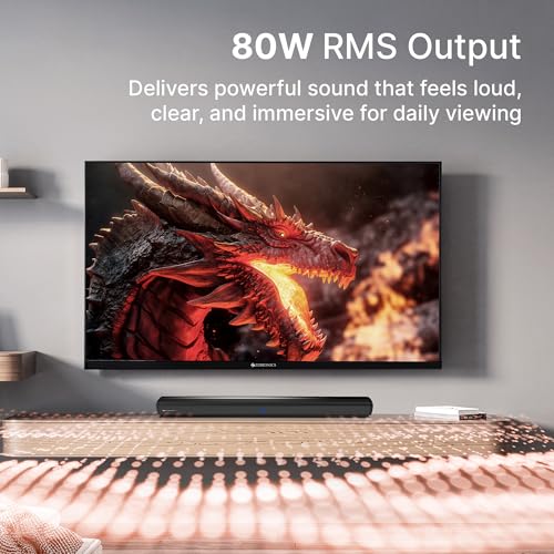 Image of ZEBRONICS 80W Soundbar with Dual Drivers, 2.0 Channel with Dual Drivers, BTv5.4, TV ARC, USB, AUX, LED Indicator, Remote Control, Wall Mountable, (Juke Bar 2550)