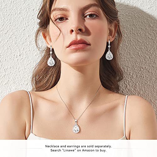 Linawe Silver Crystal Necklace For Women Trendy, Chain Choker Necklace, Moonstone Diamond Moissanite Necklace Bride Bridesmaid Wedding, Cubic Zirconia Opal Necklace Set #TOP1