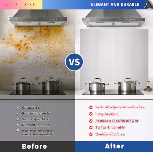 Stainless Steel Backsplash for Stove 24"x30" Stove Backsplash Protector for Wall Metal Range Splash for Kitchen Wall with Screw Included(0.0276" Thick) by Laxama - Used condition - Image 4