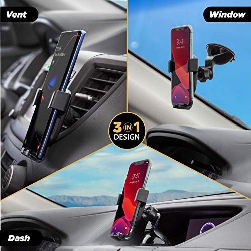 Scosche GHVWD 3-in-1 Universal Suction Cup Phone Mount for Car and Truck Dashboard/Windshield/Vent Mount, 360° Adjustable Phone Stand, Cell Phone Holder Compatible with iPhone and All Android Phones