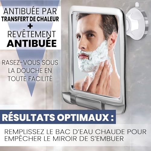 Miroir de rasage antibuée et incassable Mirrorvana à ventouse puissante - 3