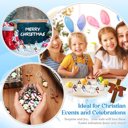 Sumind 48 Pcs Jesus Toys Figurine Christian Keychain Jesus Doll Religious Keychain Bulk Classic Christian Rings for Christ(Multicolor,White Skin Classic) by Sumind - Image 6