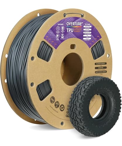Image of OVERTURE TPU Filament 1.75mm Flexible Roll, 95A Soft 3D Printer Filament, 1kg Spool (2.2 lbs), Fit Most FDM Printer (TPU Space Gray)
