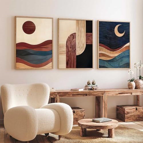 Image of kotart Boho Art Home Decoration Painting | Paintings With Frame For Living Room Bed Room Hotel Wall Decor Digital Reprint Set of 3 (19X25 inch)