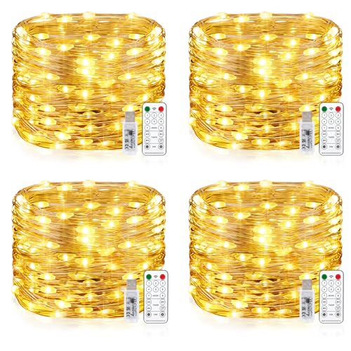 [4 Stück] Wasserdicht Draht Lichterkette, 15M 150 LED USB Weihnachten...