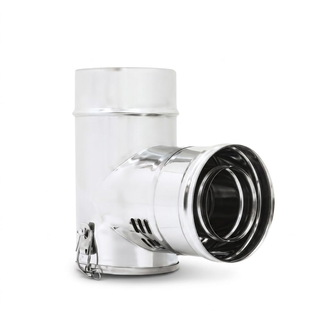 MAKA Codino Coassiale T 90 Femmina-Femmina FF Pellet Inox Ø 80/130 mm