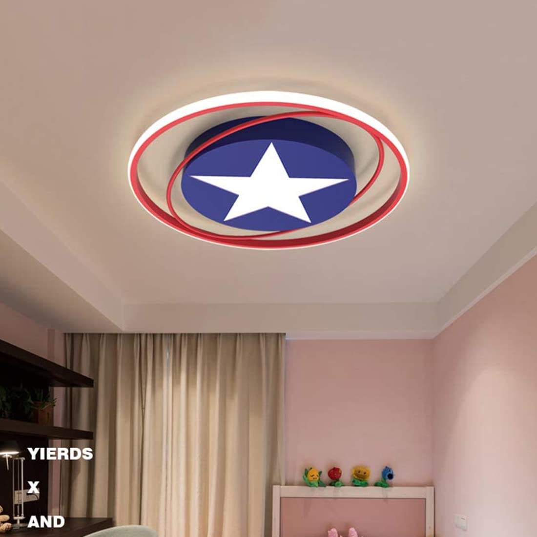 Plafonnier LED Captain America Enfant – Dimmable Télécommande, 3 Lumières, Chambre Garçon Héroïque & Fun