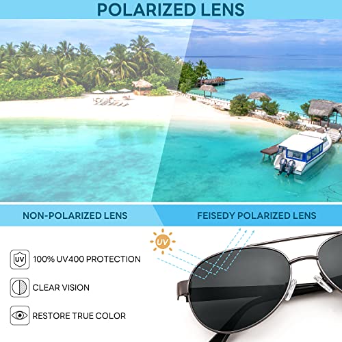 Image of FEISEDY Classic Aviator Sunglasses for Women Pilot Polarized Sunglasses Men UV400 Protection for Driving Fishing Golf B4109