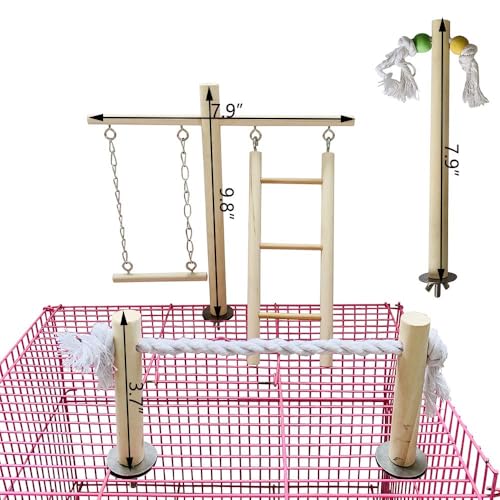 PINVNBY Parquinho de pássaros, papagaio de madeira, para academia, para brincar de pássaros, poleiro
