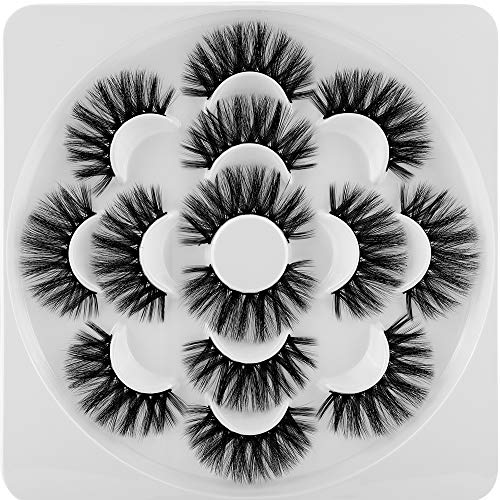 Ruairie False Eyelashes Volume Fluffy 20mm False Lashes Wispies 3D Fake Eyelashes Full Thick Eye Lashes Strip 7 Pairs