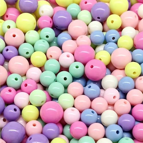 Perles rondes en acrylique aux tons pastel doux pour customisation d'accessoires - 8