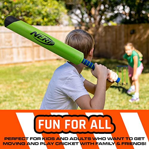 Nerf Foam Cricket Set - Full Starter Cricket Set With 30" Foam Cricket Bat, (2) Foam Balls + (3) Plastic Wickets - Perfect For Adults, Kids + Beginners - Full Foam Cricket Set #TOP2