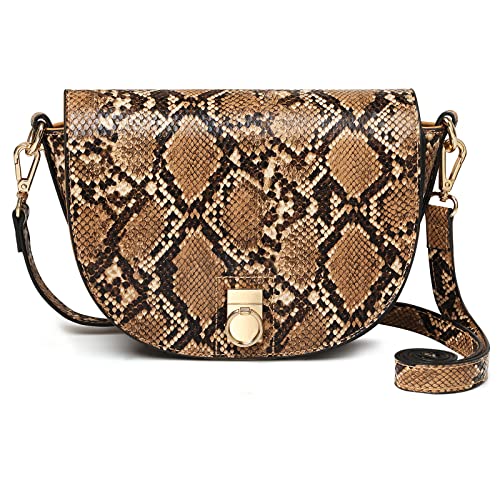 BOLOSTA Small Snakeskin Crossbody Bags for Women Medium Size Cell Phone Crossbody Purses for Ladies Cheap Cellphone Pouch Clearance Shoulder Bag, Brown