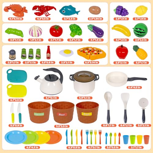 Kids Kitchen Play Food Toy Toddlers Color Sorting Play Set Cutting Fruit and Vegetables Pretend Food Play Kitchen Accessories Kindergarten/Preschool Classroom Learning Toy Gift for Boys Girls
