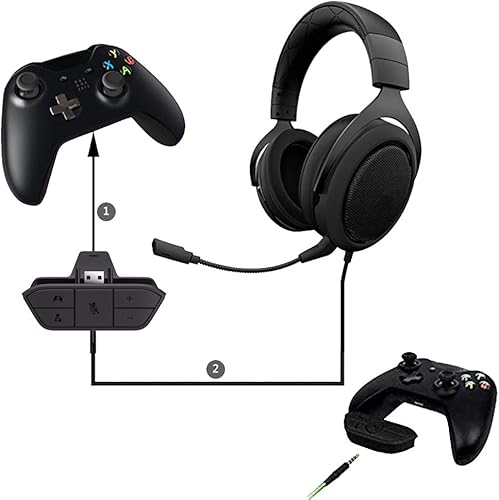Miniatura 4 de Adaptador de auriculares estéreo para Xbox One con micrófono de audio conversor de auriculares Negro con azul