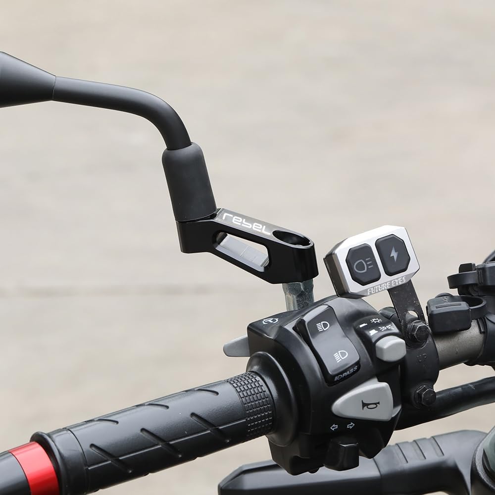 Motorcycle Rearview Mirror Mount Riser Extender Adapter Kit Compatible with Honda Rebel 250/300/450/500/1100 CMX 250 300 450 500 1100 Rear View Mirror Extenders Bracket (black)