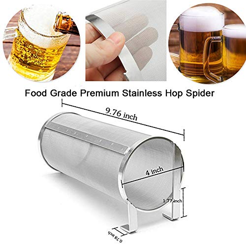 Merrday Stainless Hop Spider Beer Keg Trockentrichterfilter Filter Strainer 300 Micron Mesh für Bier zu Hause Brewing Kettle Kegging Equipment 4X10 inch