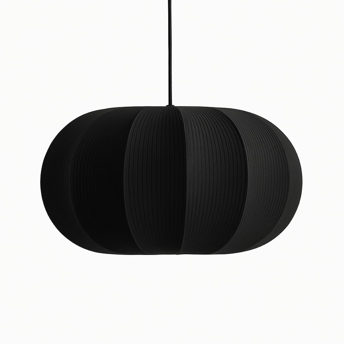Cgc Lighting Black Oval Indoor Lamp Shade Ribbed Stretch Cotton Fabric Hanging Ceiling Floor Table Lamp (Black Oval)