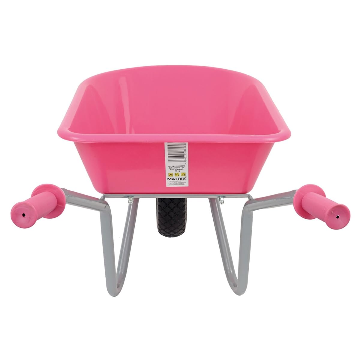 Matrix Kinderschubkarre hohe Qualität 40kg Schubkarre Kinder rosa pink Garten Vollgummirad | Kinder ab 3 | belastbar bis 40kg | leicht, sicher & stabil | einteiliger Rahmen | 20l Mulde