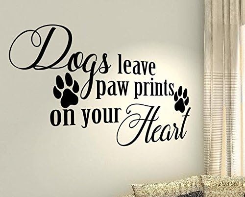 Dogs leave paw prints on your heart - Pet Puppy Animals Kids Home Love Quote wall vinyl decals stickers Art Decor DIY
