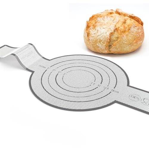 UBeesize Thickened Silicone Bread Sling, Reusable Sourdough Bread Baking Mat For Dutch Oven 2-8 Qrt, Non-Stick, Easy To Clean, With Extra Long Handles Bread Baking Sheet Liner, Grey