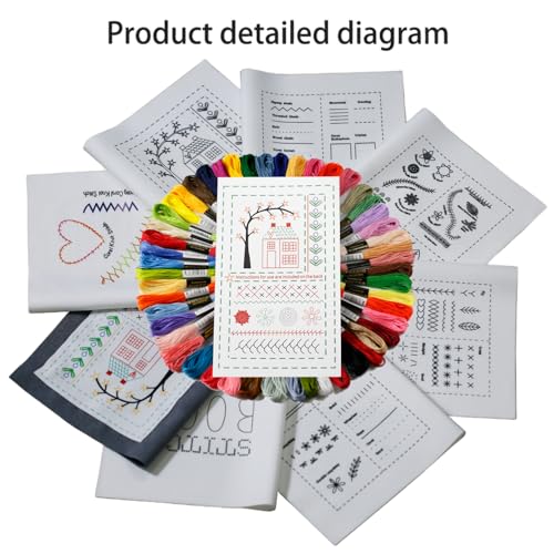 Image of GaoSiMoZ 50 Colors DIY Stitch Book,16 Page Embroidery Stitch Book,Portable Hand Embroidery Books