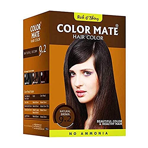 Color Mate Herbal Based Ammonia Free Hair Color with Ayur Product in Combo (9.2-Natural Brown)