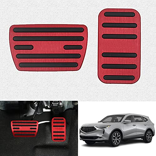 Kakash Custom Interior Accessories for Acura ILX/Integra/MDX 2014-2022 2023/RDX/TLX aluminium alloy Gas Accelerator Pedal Covers,Anti-Slip No Drilling Brake Foot Pedal Pads 2 pieces/set(red)