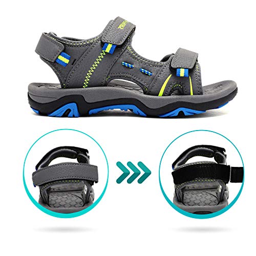 Dream Pairs Little Kid 170891_K Dark Grey Neon Green Blue Fashion Athletic Sandals Size 1 M Us Little Kid #TOP3