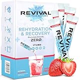 Revival Zero Rehydration Electrolytes Powder - Sugar Free Hydration Sachet Drink with Vitamins C, B1, B3, B5, B12 - Nutritional Supplement (14 Servings (Pack of 1), Strawberry)