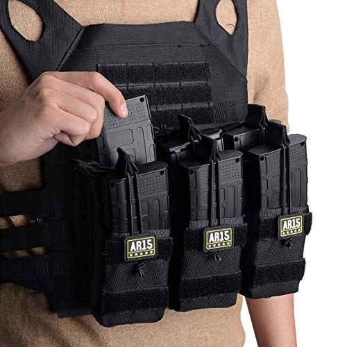 Raiseek Mag Pouch Molle Magazine Pouches For Pistol And Rifle, Triple Open Top Mag Pouch With 3 Hook & Loop Patches #TOP4