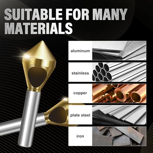 image for Benksaas Titanium Coated Countersink Chamfer Tool, 4 Pcs Multi-Functio