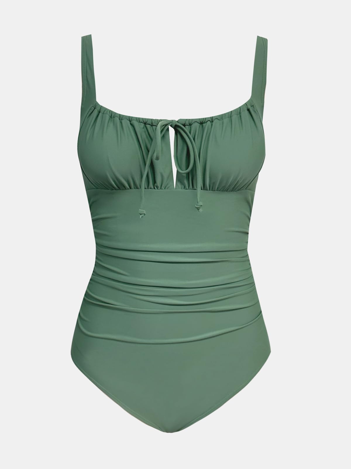 CUPSHE Traje de baño de una pieza para mujer, cuello cuadrado, espalda recortada, cordón ajustable, gancho en la espalda
