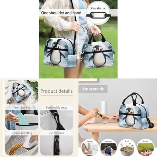 Cute Penguin Backpack for Girls 6-8 Preschool School Bookbag and Lunch Box Pencil Purse Water Bottle Sleeve Secondary Primary Schoolbag Holiday Gifts for Kids Boys 4 In 1 Set4