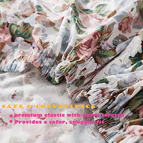 Brandream Fitted Crib Sheets For Girls 100% Organic Cotton French Country Rose Floral Toddler Sheets Nursery Bed Sheet- Blush Pink Peach White Shabby Vintage Flowers #TOP6