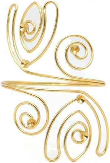 HEART CHOICE 18K Gold Plated Swirl Filigree Upper Arm Cuff, Adjustable Metal Wire Armband, Handcrafted Spiral Design, Boho...