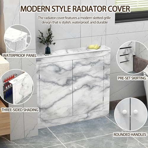Mueble protector de radiador para evitar quemaduras con doble puerta de madera 5