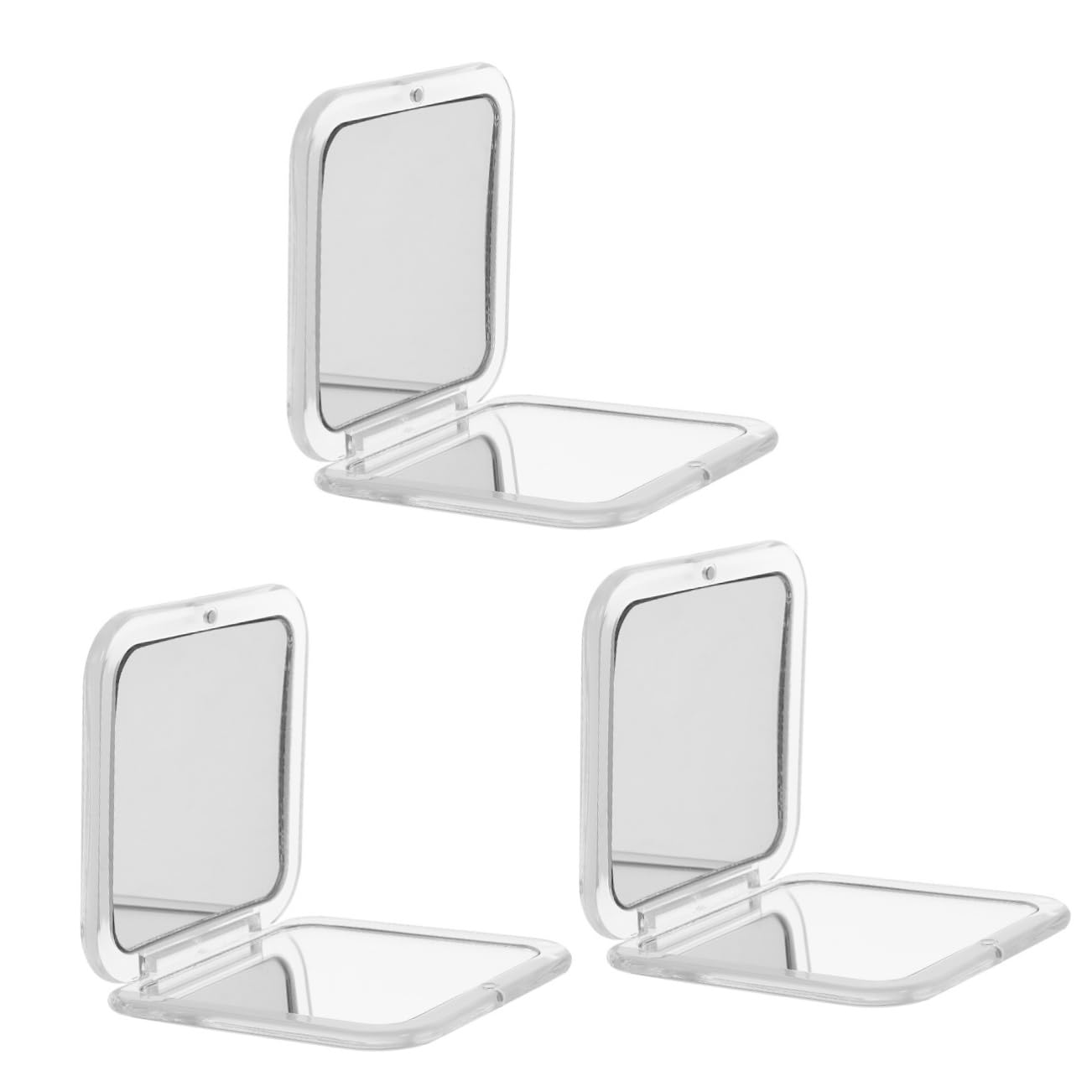 Ipetboom 3stücke Kompakter Kosmetikspiegel Doppelseitig Fache Vergrößerung Faltbar Tragbar Für Handtaschen Mit Eleganter Weißer Oberfläche Perfekter Begleiter Für Unterwegs