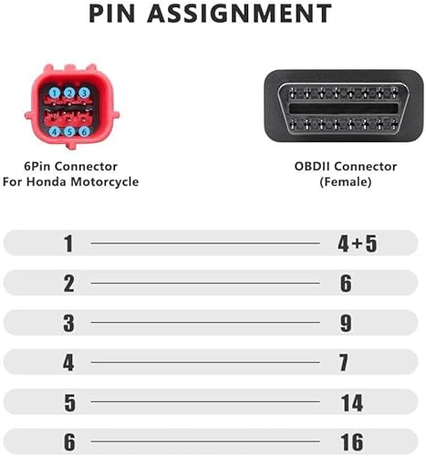 Miniatura 4 de eMoto Universal OBD2 - Cable adaptador de diagnóstico para motocicleta OBDII 6 pines a 16 pines