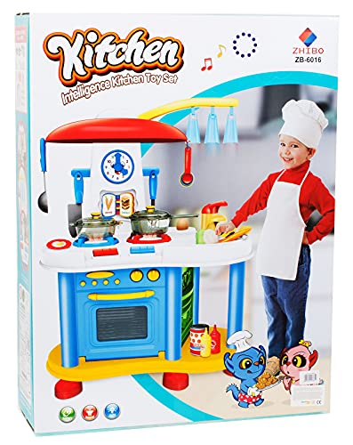 MalPlay Blaue Kinderküche | Spielküche mit Herdplatte und Uhr | mit Zuberhör und Produkte | Rollenspiel Geschenk für… – Bild 8