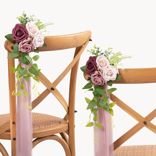 DORIS HOME Wedding Aisle Decorations Mauve Pew Flowers Set of