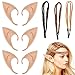 Produktbild WENTS Elfenohren Set, 3 Paar Fantasy Latex Elf Ohren mit 3er Haarband Hobbit Spitzohren zum Aufstecken für Halloween Cosplay Karneval Party Fasching Kostüm