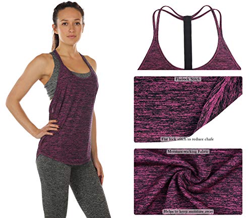Image of icyzone Workout Tank Tops for Women - Athletic Yoga Tops, T-Back Running Tank Top(Pack of 2)