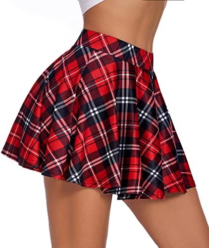 Avidlove Sexy Schoolgirl Costume Pleated Mini Skirt Plaid Short Skirts Lingerie Skirts Red Blue