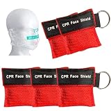 MKEAWWU Pocket Mask 5 Mascherine Cpr E, Protezione Viso Emergenza Con Valvola Unidirezionale, Colore Rosso, Dimensioni 5X5,5Cm