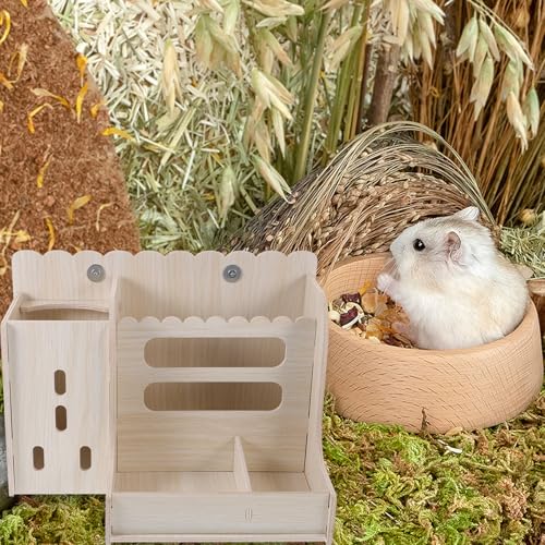 Comedero resistente de madera LALAFINA para jaulas de conejos 7