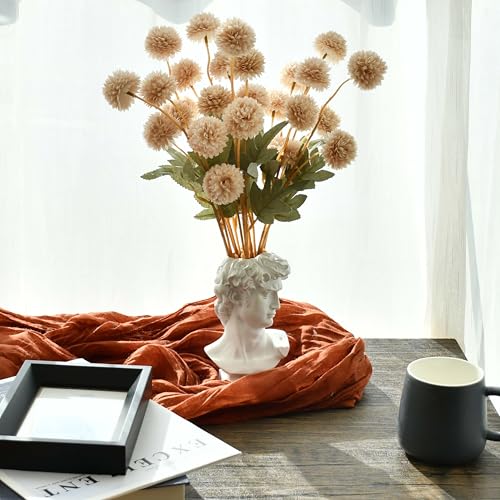 Image of Mandy's 6 Stems Silk Beige Kiku Ball Flowers